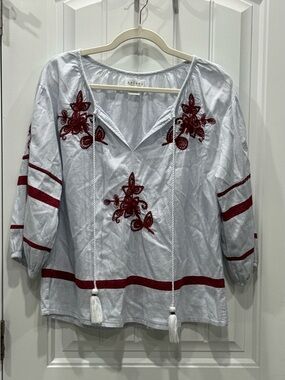 Velvet by Graham & Spencer Women’s Size Small Embroidered Peasant Blouse EUC